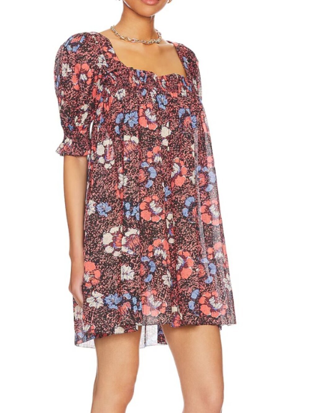 Cleobella Mischa Mini Dress XS Floral Puff Sleeve Smocked Revolve